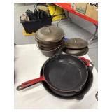 Box Lot of Cast-Iron Cookware