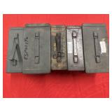 Lot of 5 Metal Ammo Cases