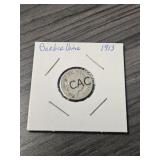 1913 United States Barber Dime in Sleeve