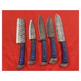 NEW Damascus and Carbon Steel Kitchen 5pc Set