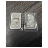 Lot of 2 Assorted 1oz Silver Bars