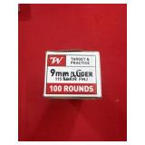 100rds Winchester 9mm 115gr FMJ