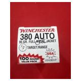 100rds Winchester 380Auto 95gr FMJ