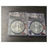 2021 ANACS MS70 Silver Eagle 2 Coin Set Type 1