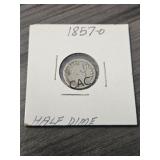 1857-O United States Half Dime in Sleeve
