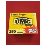 250rds Remington UMC 9mm Luger 115gr Metal Case