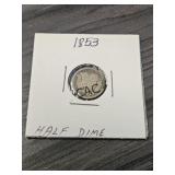 1853 United States Half Dime in Sleeve