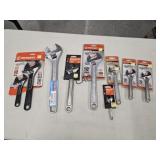 Lot of 9 NEW Assorted Adjustable Wrenches