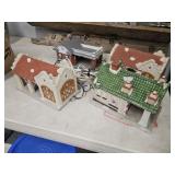 Lot of 4 Texaco Ceramic Lighted Buildings