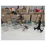 Box Lot of Assorted Vintage Ball Jars and More