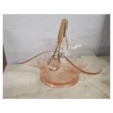 Pink Depression Glass Basket w/Handle