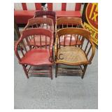 Lot of 5 Vintage Wooden Arm Chairs