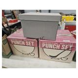 Lot of 2 L.E. Smith Glass Punch Bowl Sets