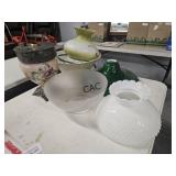 Lot of Vintage Glass Lamp Shades and Bases