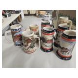 Box Lot of Assorted Budweiser Beer Steins