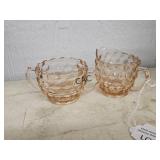 Pink Depression Glass Cream and Sugar Set