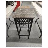 Marble Top Side Table and Wooden Stool