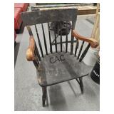 Vintage Painted Black Oak Arm Chair