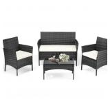 NEW 4pc Patio Furniture Set: Wicker BLACK