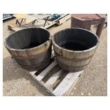 Lot of 2 Wood Planters