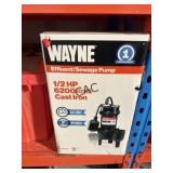 NEW Wayne Effluent/Sewage Pump 1/2HP