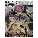 Pink Flower Metal Garden Art
