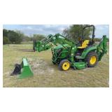 John Deere 2032R w/Loader, Belly Mower and Backhoe