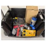 Crate of Assorted Electronic Tools and More