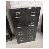 Lot of 2 HON 4 Drawer Black Filing Cabinets
