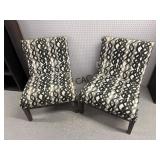 Lot of 2 Decorative Wood Upholstered Chairs