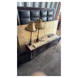 Full Size Bed Headboard and Footboard & 2 Lamps