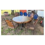Round Table and 4 Chairs Iron Base