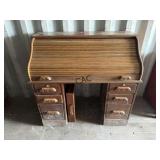 3pc Rolltop Oak Desk