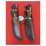 Lot of 2 Assorted Crown Stag Knives w/Sheathes