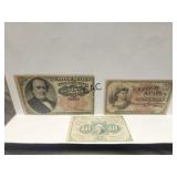 Lot of 3 Fractional and Postal Stamp Currency