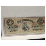 1863 $50 Confederate States of America Banknote