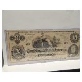 1862 $10 Confederate States of America Banknote