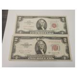 Lot of 2 - 1953 and 1963 $2 Red Seal Notes