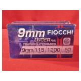 100rds Fiocchi 9mm Luger 115gr FMJ