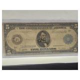 1914 Lincoln Large $5 Blue Seal Certificate