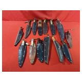 Box Lot of Assorted Talon Knives with Sheathes