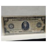 1914 $10 Federal Reserve "Horseblanket" Blue Sea