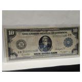 1914 $10 Federal Reserve "Horseblanket" Blue Sea