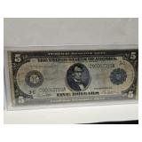 1914 $5 Federal Reserve Philadelphia Blue Seal Not