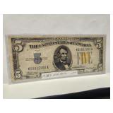 1934A $5 Silver Certificate "North Africa" WWII
