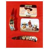 Lot of 2 NEW John Wayne Collectible Knives in Tins
