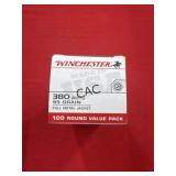 100rds Winchester 380Auto 95gr FMJ