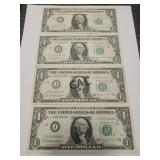 Lot of 9 - 1963B $1 Federal Reserve Notes