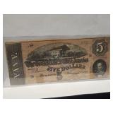 1864 $5 Confederate States of America Banknote