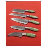 Set of 5 NEW Damascus Knives